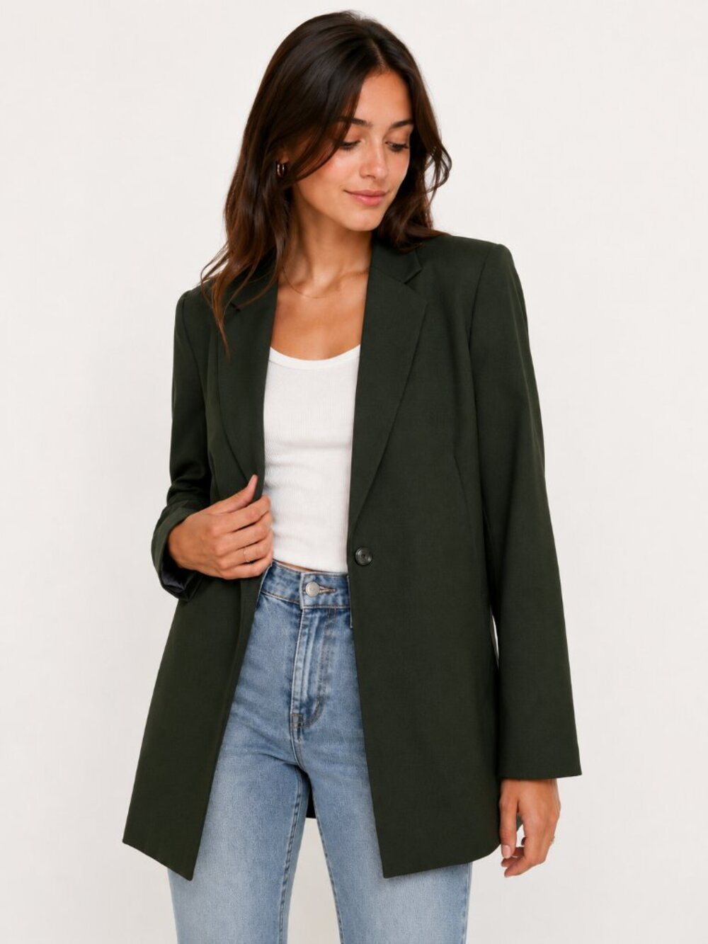 Harvé Benard Dark Green Tailored Blazer – Women's Career & Office Jacket